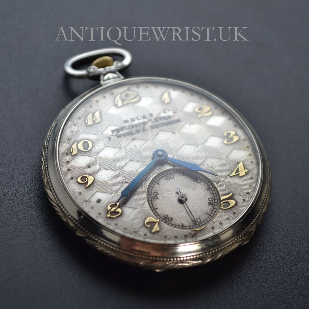 Antique Rolex precision lever 7 worlds records platinette open face pocket watch